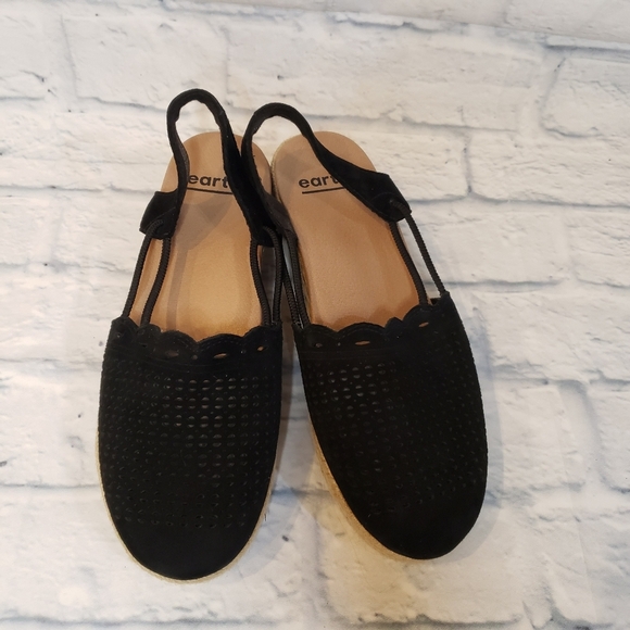 Earth Black Suede Wedge Espadrille size 7 - Picture 2 of 9
